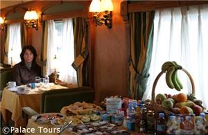 Buffet breakfast on board the train