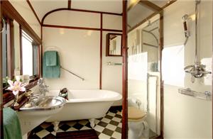 Royal Suite bathroom on Rovos Rail